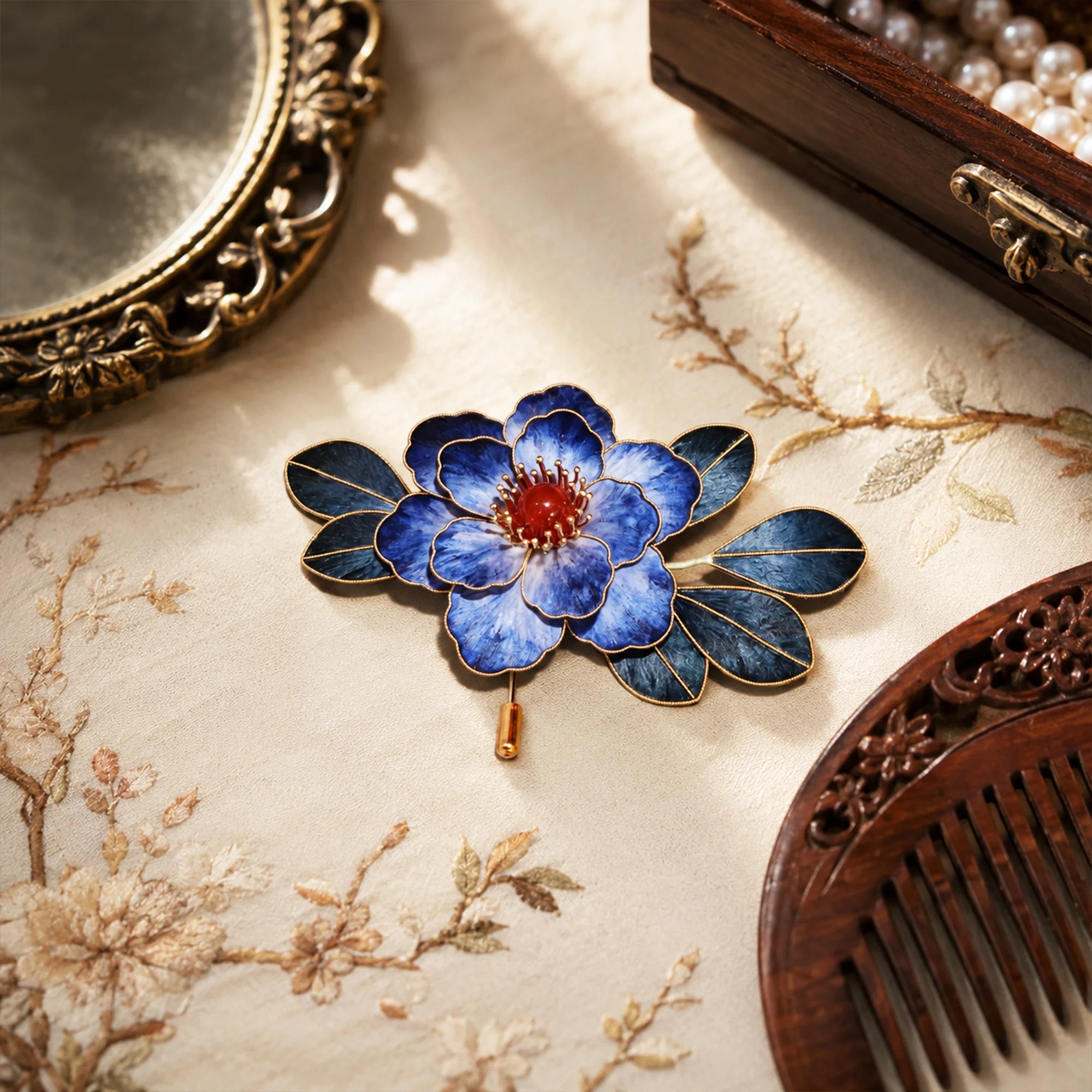 Heritage Cloisonné Ronghua Brooch  Filigree Enamel Floral Pin