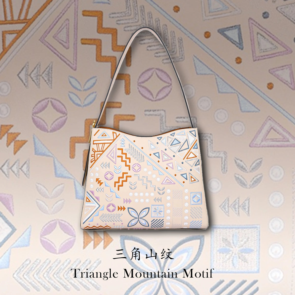 Borsa tote wing in vera pelle con ricamo Suzhou barocco dorato fatta a mano