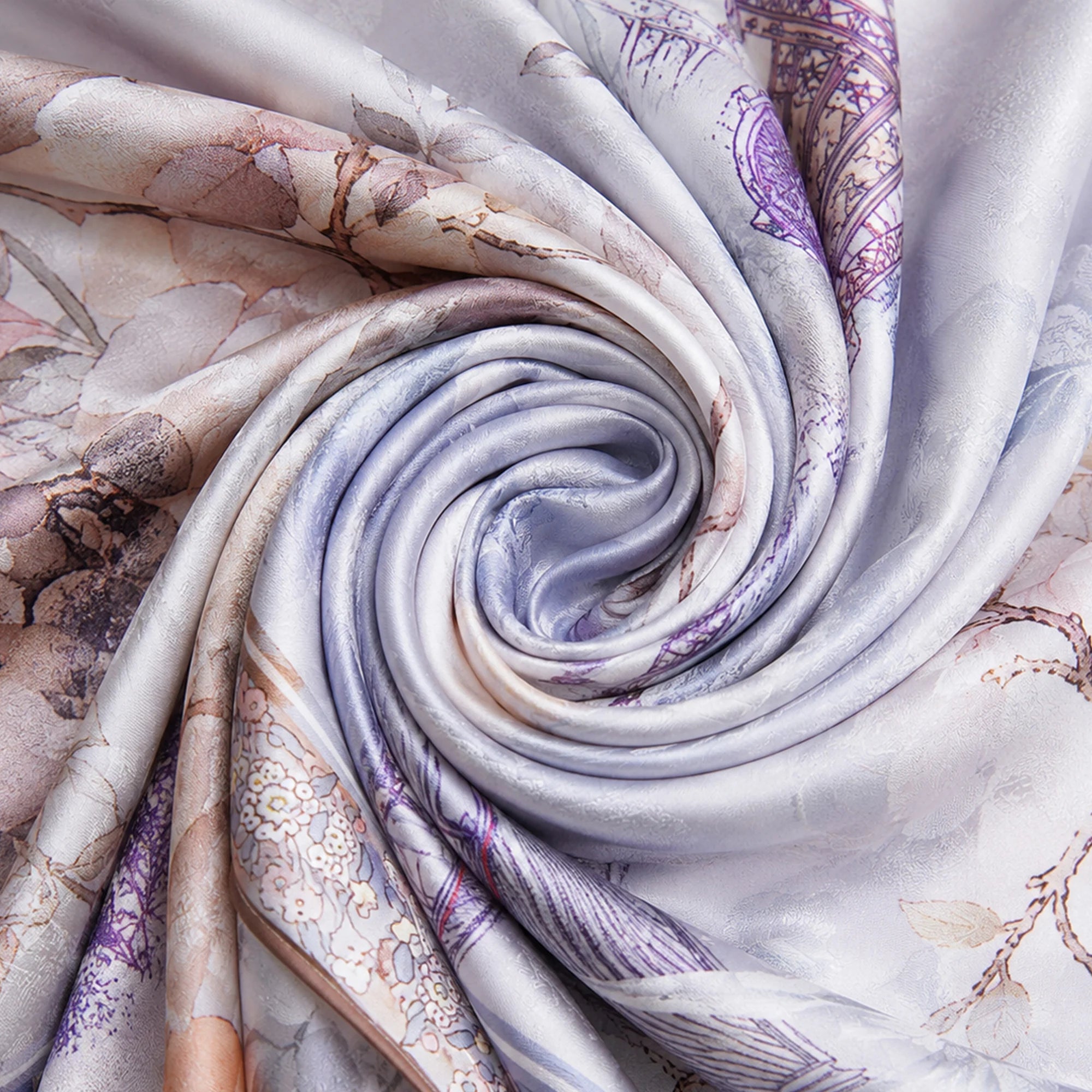 New Chinese Style Mulberry Silk Double-Sided Osmanthus & Orchid Square Scarf