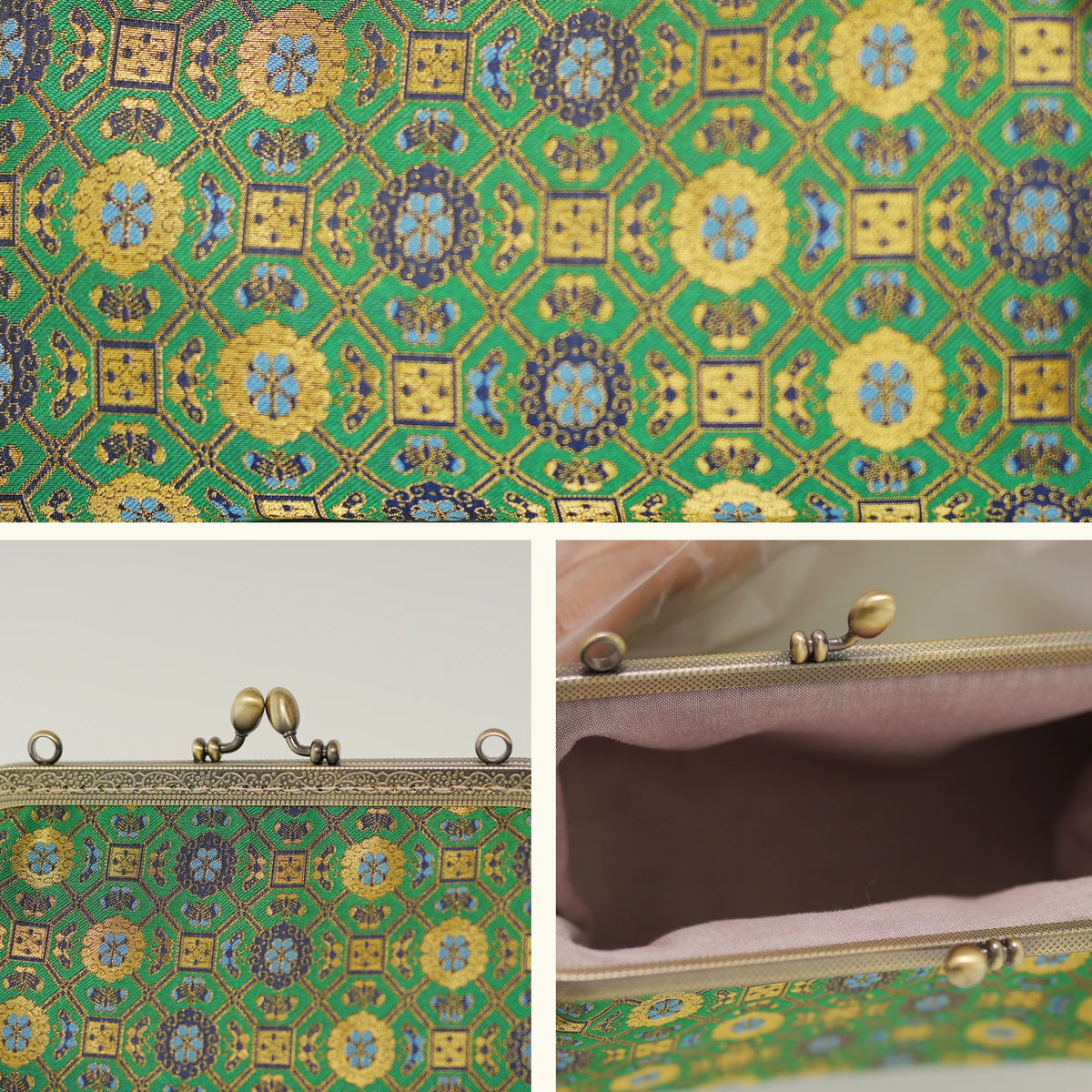 Elegant Chinese Heritage Song Brocade Silk Handbag with Vintage Clasp Design