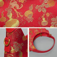 Load image into Gallery viewer, SinoCrafted red and gold Fu Lu gourd Song brocade handbag with genuine leather trim
