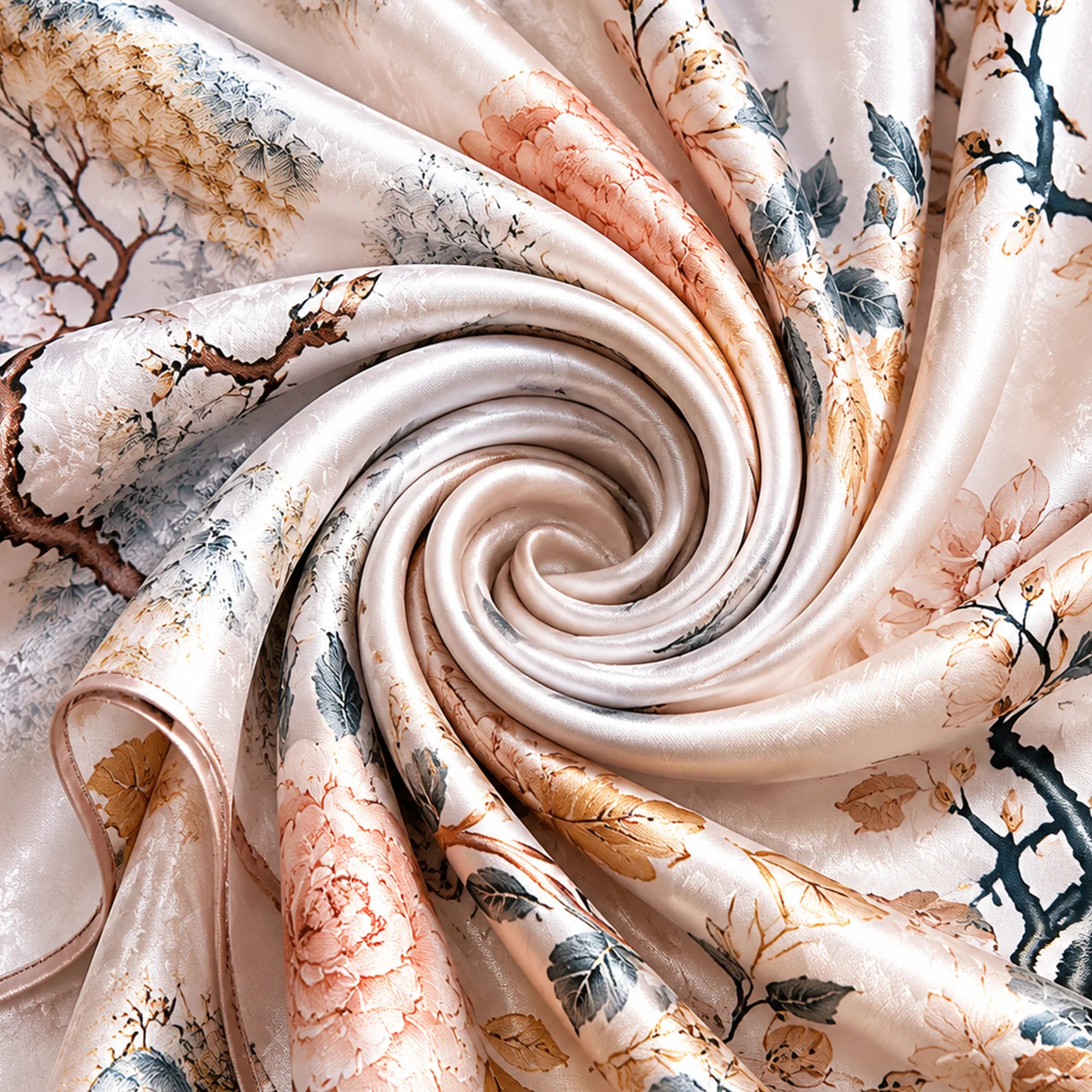 Luxury Chinese Style Spring Glow Mulberry Silk Shawl Square Scarf