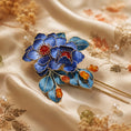 Load image into Gallery viewer, Heritage Floral Hair Stick Cloisonné Peony Ronghua Hair Pin
