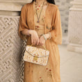 Load image into Gallery viewer, Vintage Jacquard Flap Handbag with Gold Clasp
