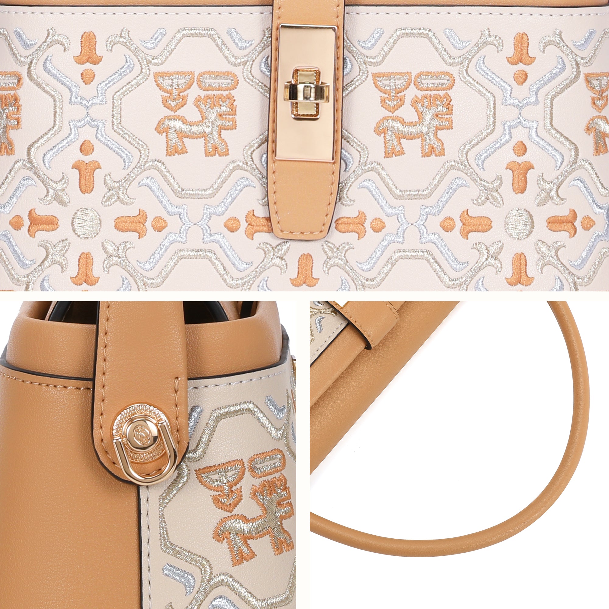 Luxury New Chinese Style Embroidery Genuine Leather Top-Handle Bag