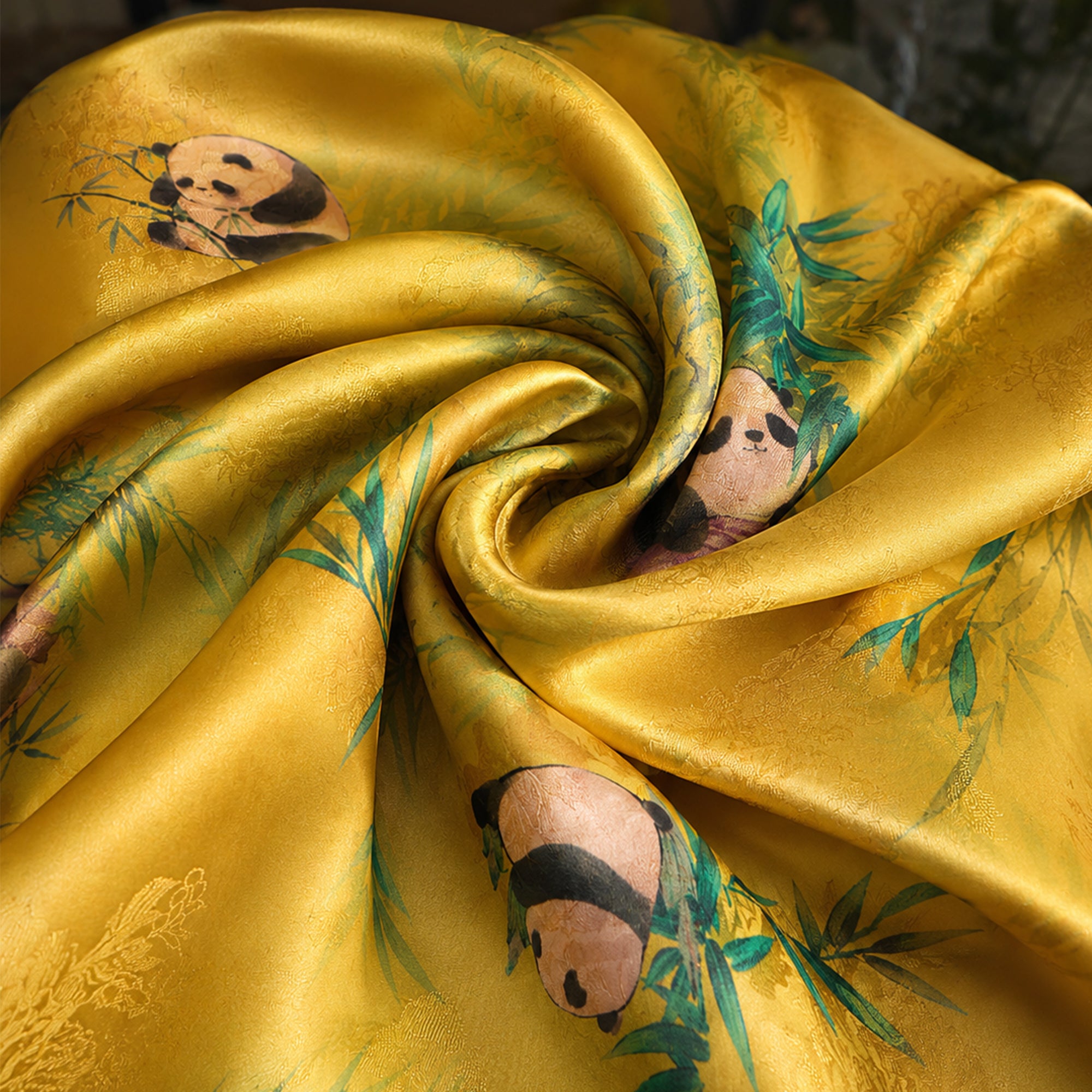 Xiangyunsha Silk Shawl New Chinese Style Panda Mulberry Silk Scarf