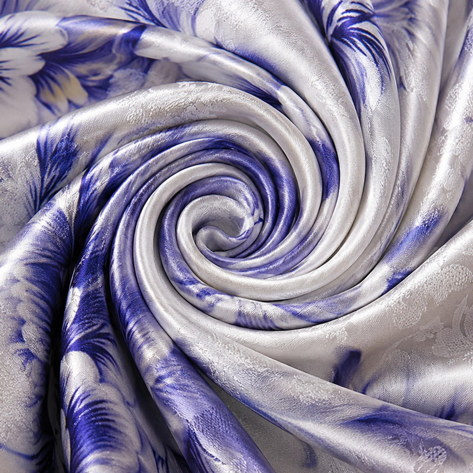 New Chinese Style Blue and White Porcelain Pattern Mulberry Silk Square Scarf