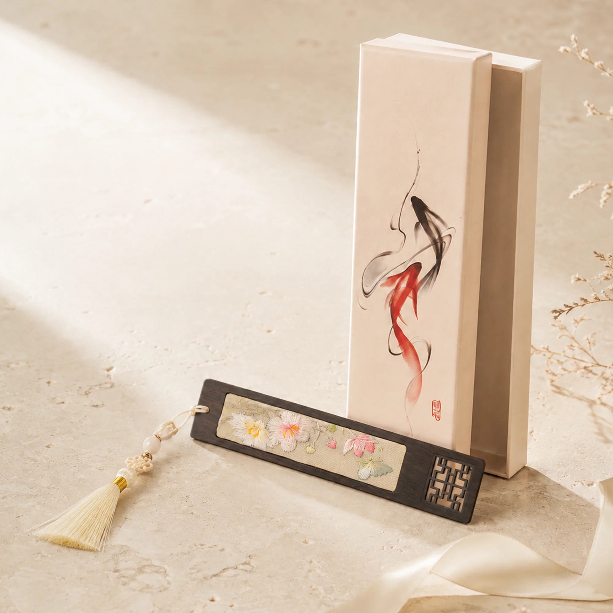 Handcrafted Silk Suzhou Embroidery Bookmark – Peony | Chinese Art Keepsake
