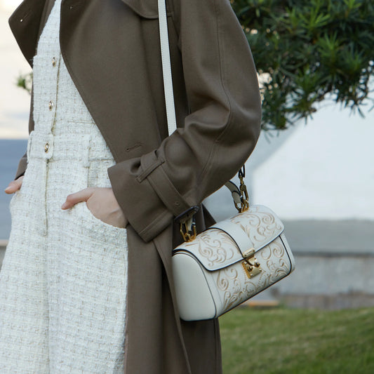 Heritage Dunhuang Cloud Motif Su Embroidery Leather Bucket Bag