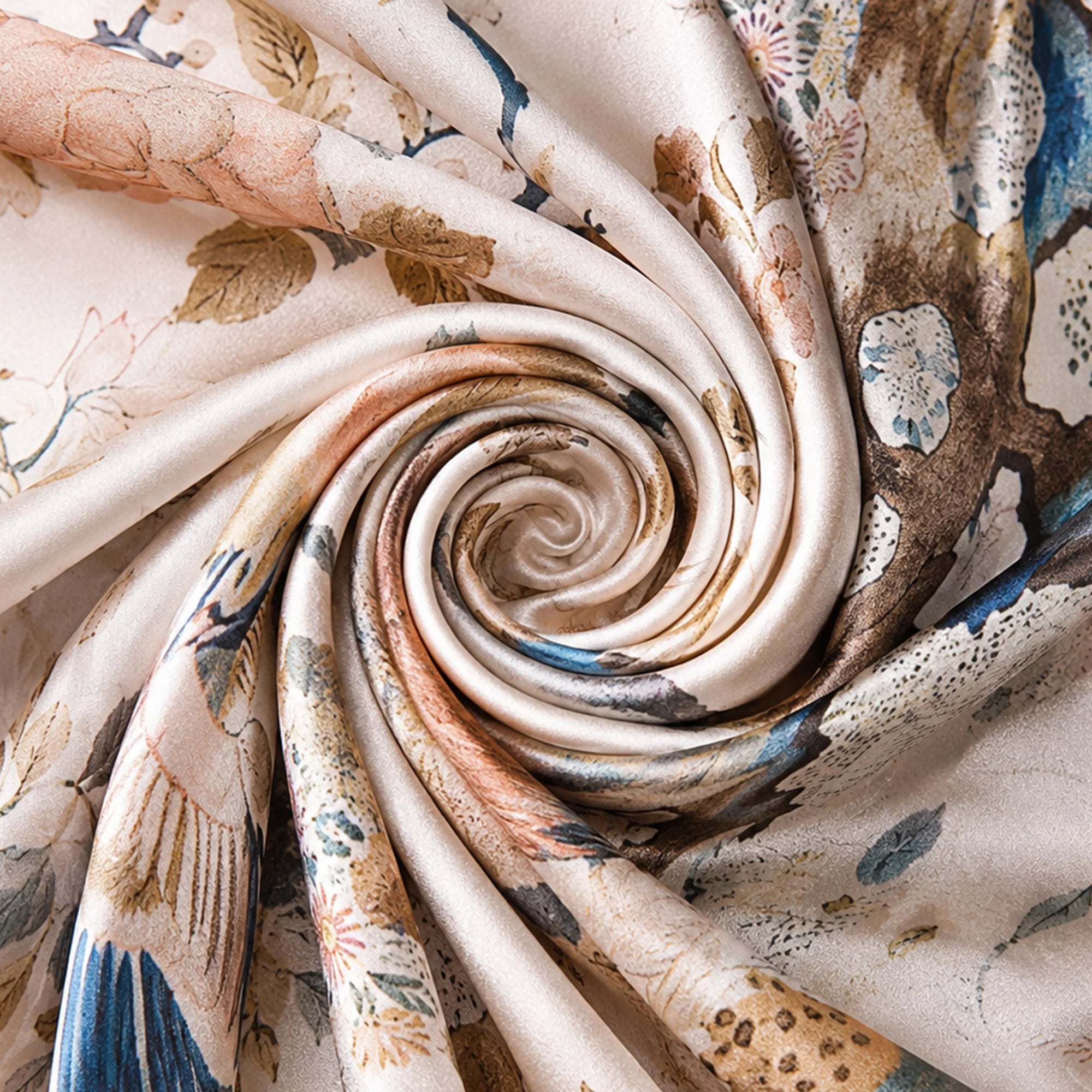 Luxury Chinese Style Spring Glow Mulberry Silk Shawl Square Scarf