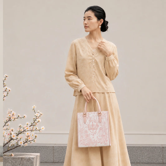 Luxury Heritage Vine & Fortune Su Embroidery Leather Handbag