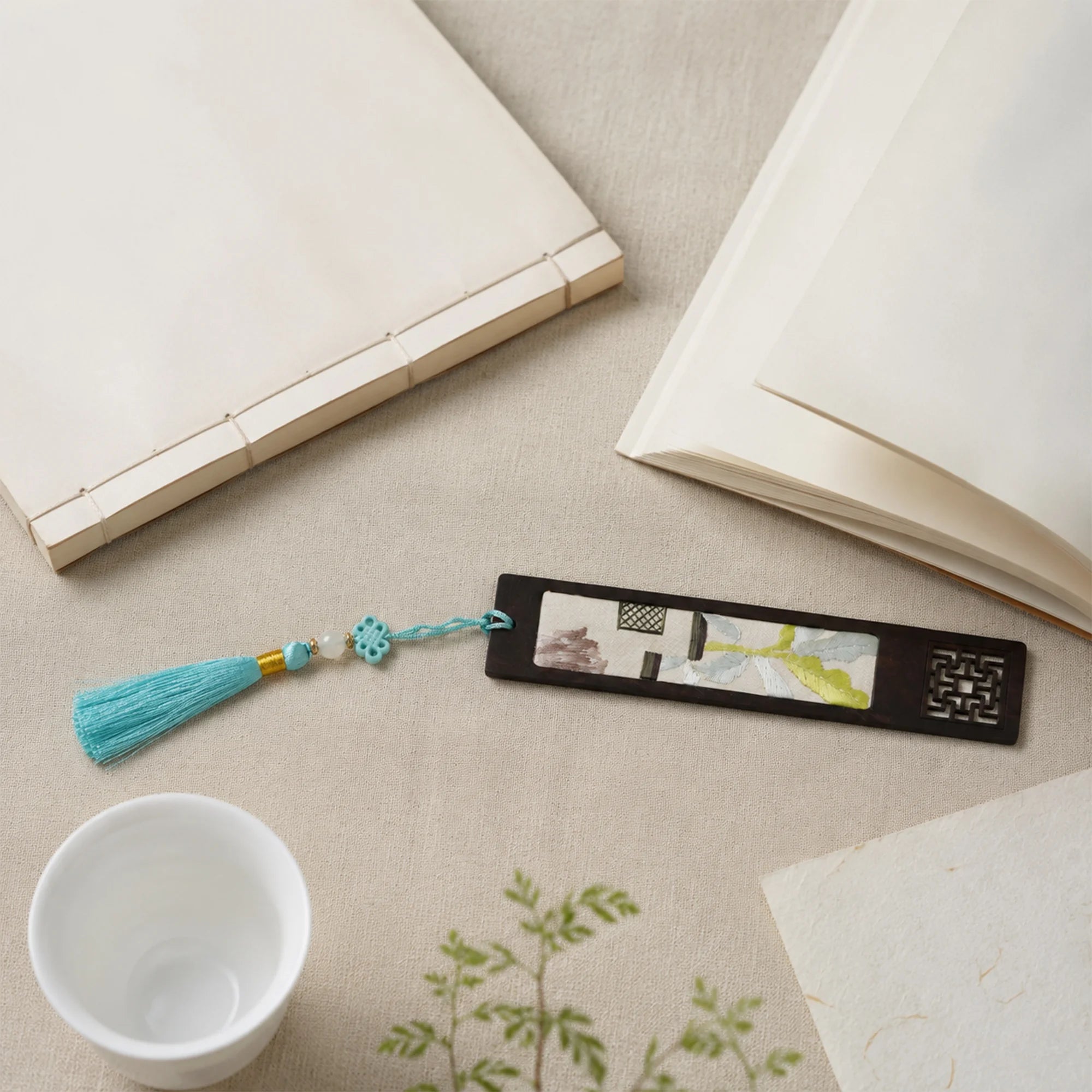 Handcrafted Silk Suzhou Embroidery Bookmark – Banana Leaf | Chinese Art Keepsake
