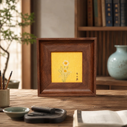 Master Designed Heritage Su Embroidery Wall Art Handcrafted Silk—Narcissus