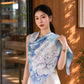 Load image into Gallery viewer, Peony Blossom Chinese Mulberry Silk Square Scarf
