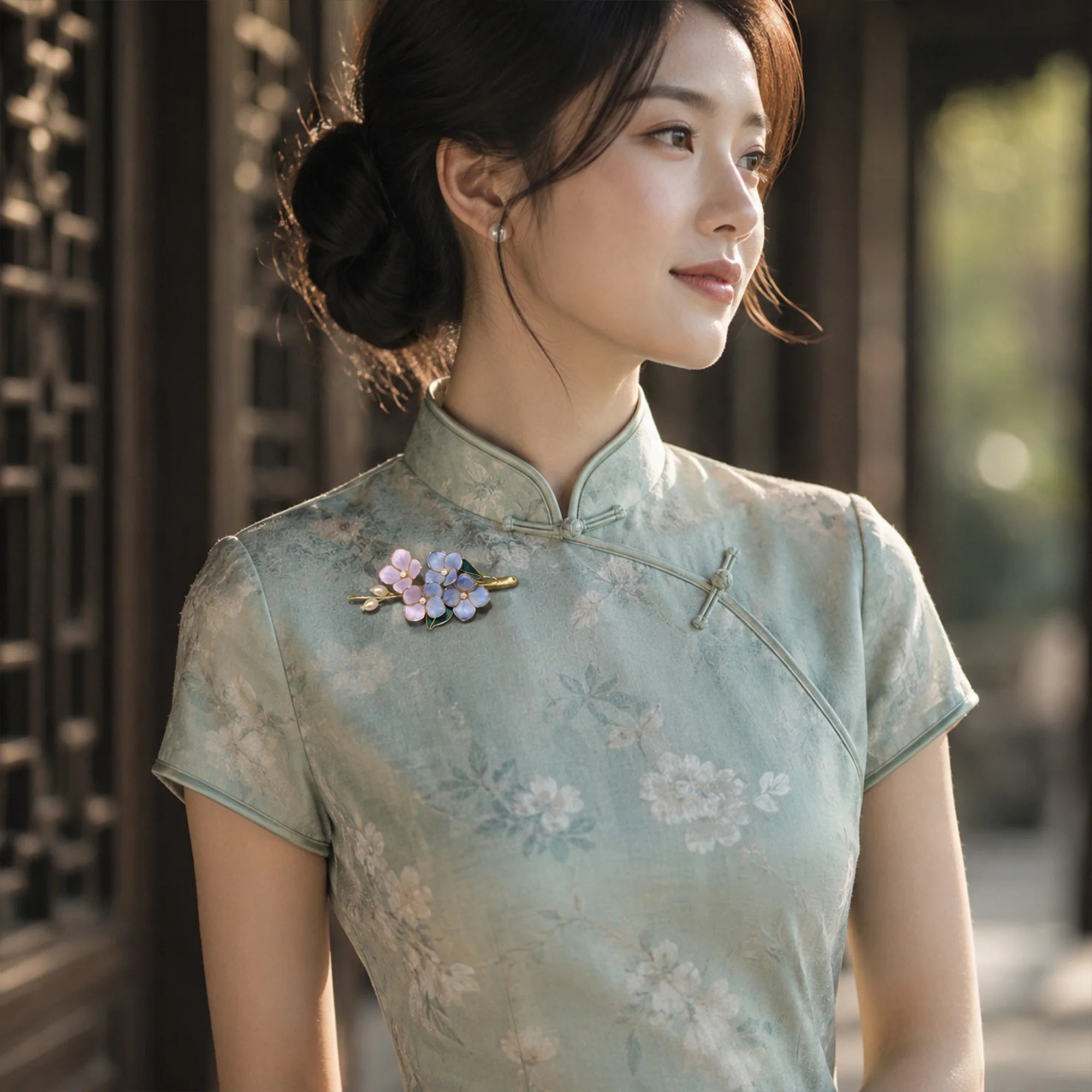 Heritage Ronghua Hydrangea Hair Pin Handcrafted Silk Blossom