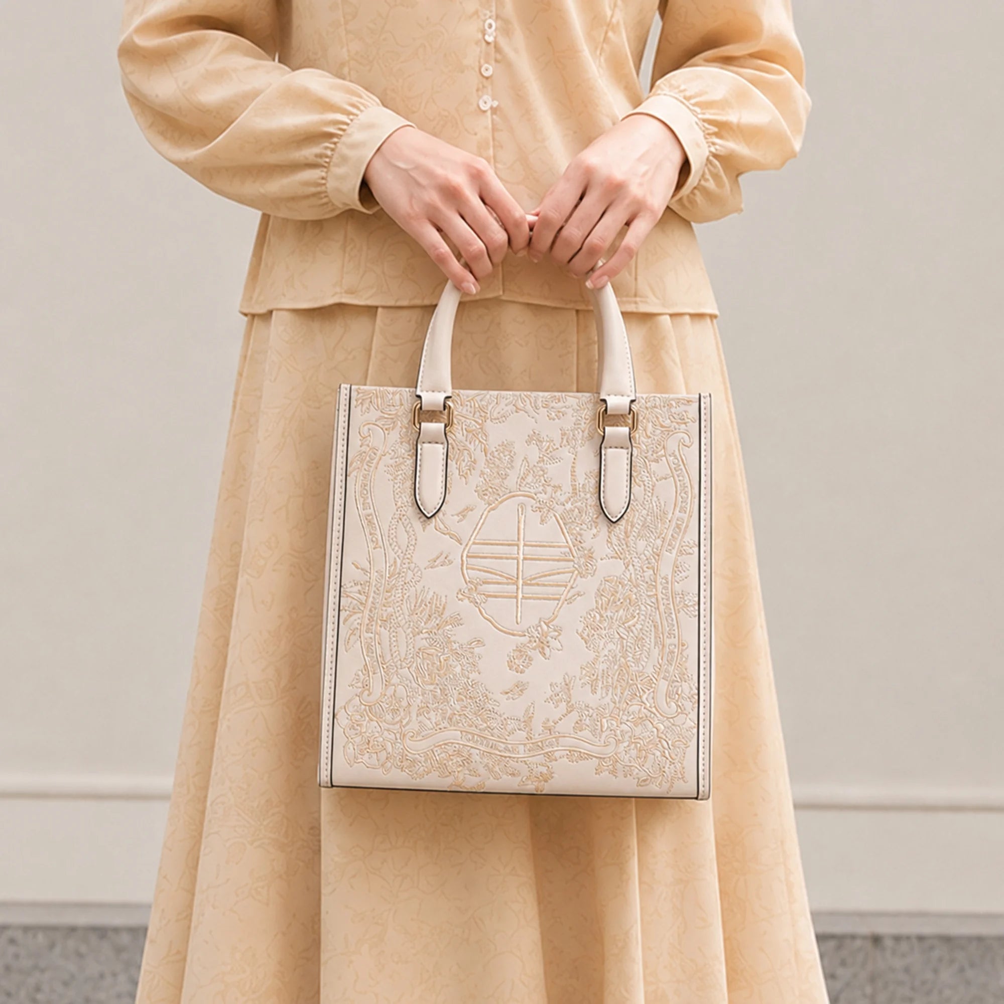 Bolso tote de cuero genuino de lujo bordado a mano de Suzhou