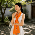Load image into Gallery viewer, Luxury Handcrafted Suzhou Embroidery Mulberry Silk Scarf—Orange Pomegranate Motif
