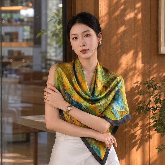 Chinese Mulberry Silk Scarves  Luxury Qianli Jiangshan Hua Luo Silk Scarf