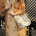 Load image into Gallery viewer, Chinese Style Oriental Print Bucket Bag with Chain-Trimmed Leather Strap
