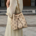 Load image into Gallery viewer, Embroidered Genuine Leather Bucket Bag with Chain Strap
