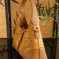 Load image into Gallery viewer, Chinoiserie Luxury Song Brocade Golden Panda Lion Dance Leather Shoulder Bag

