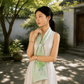 Load image into Gallery viewer, Hand-Embroidered Su Embroidery Mulberry Silk Scarf — "Jade Blossom"
