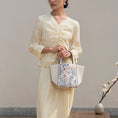 Load image into Gallery viewer, Architectural Geometric Embroidered Genuine Leather Tote Bag
