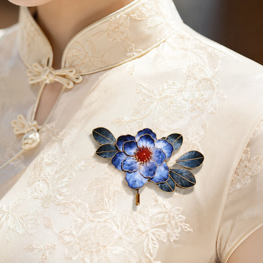 Heritage Cloisonné Ronghua Brooch  Filigree Enamel Floral Pin