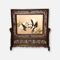 Load image into Gallery viewer, Chinese Panda Family Suzhou Embroidery Table Screen - Handcrafted Blackwood Frame
