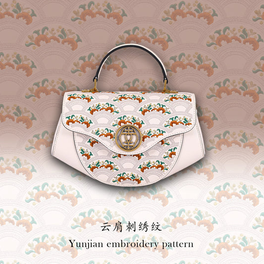 Luxury Floral Wave Chinese Suzhou Embroidered Genuine Leather Crossbody Bag