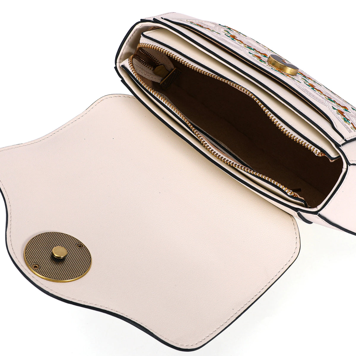 Bolso Bandolera Floral Wave de Cuero Genuino Bordado Suzhou