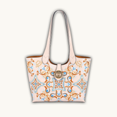 Handmade Chinese Floral Embroidered Genuine Leather Tote Bag