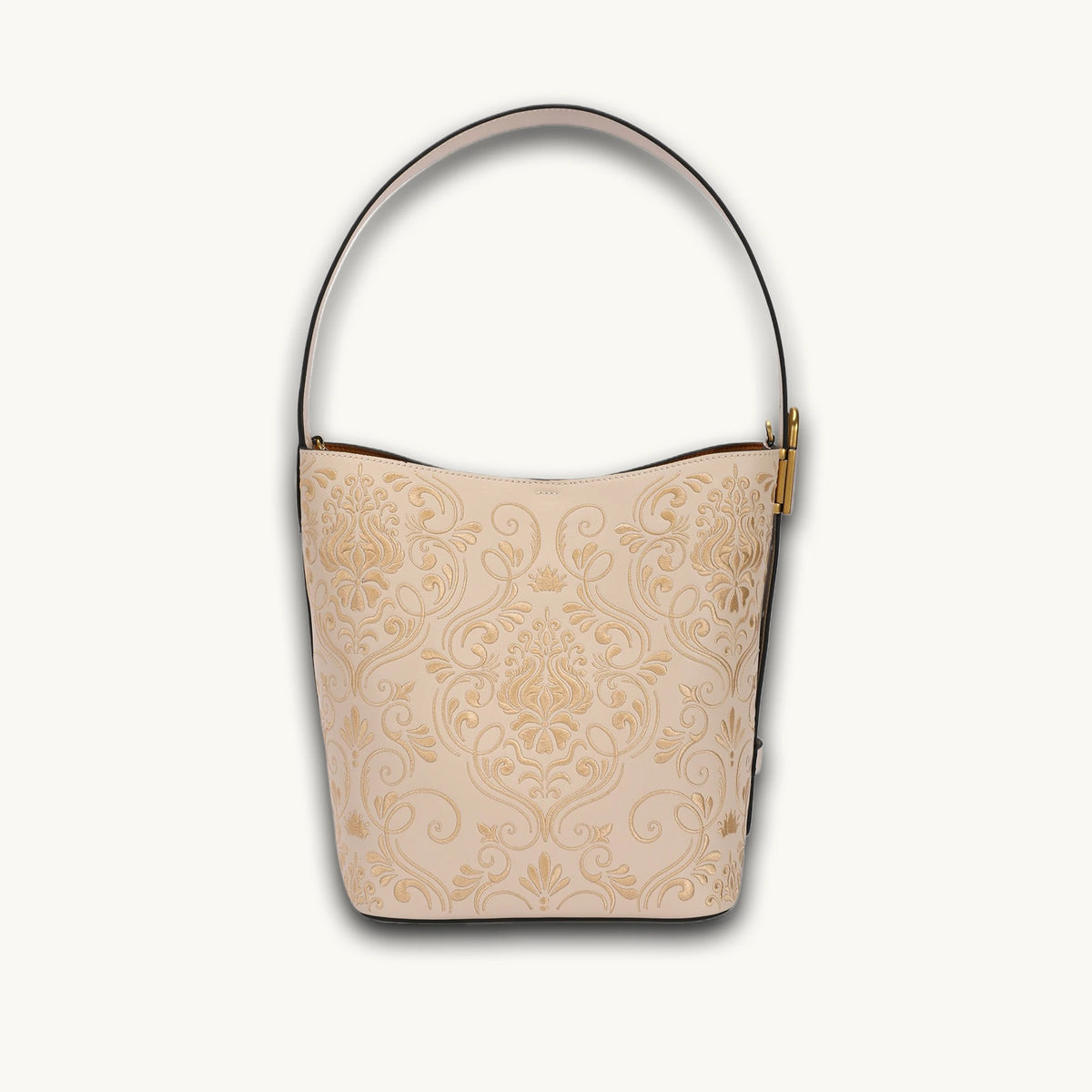 Luxury Dunhuang Scroll Vine Leather Bucket Bag Chinese Suzhou Embroidery Shoulder Bag