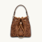 Luxury Chinese "Xing" Lucky Embroidered Leather Eastern Fortune Bucket Bag