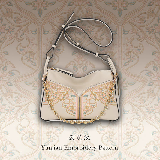 Luxury Artisan Suzhou Embroidery Floral Genuine Leather Crossbody Bag