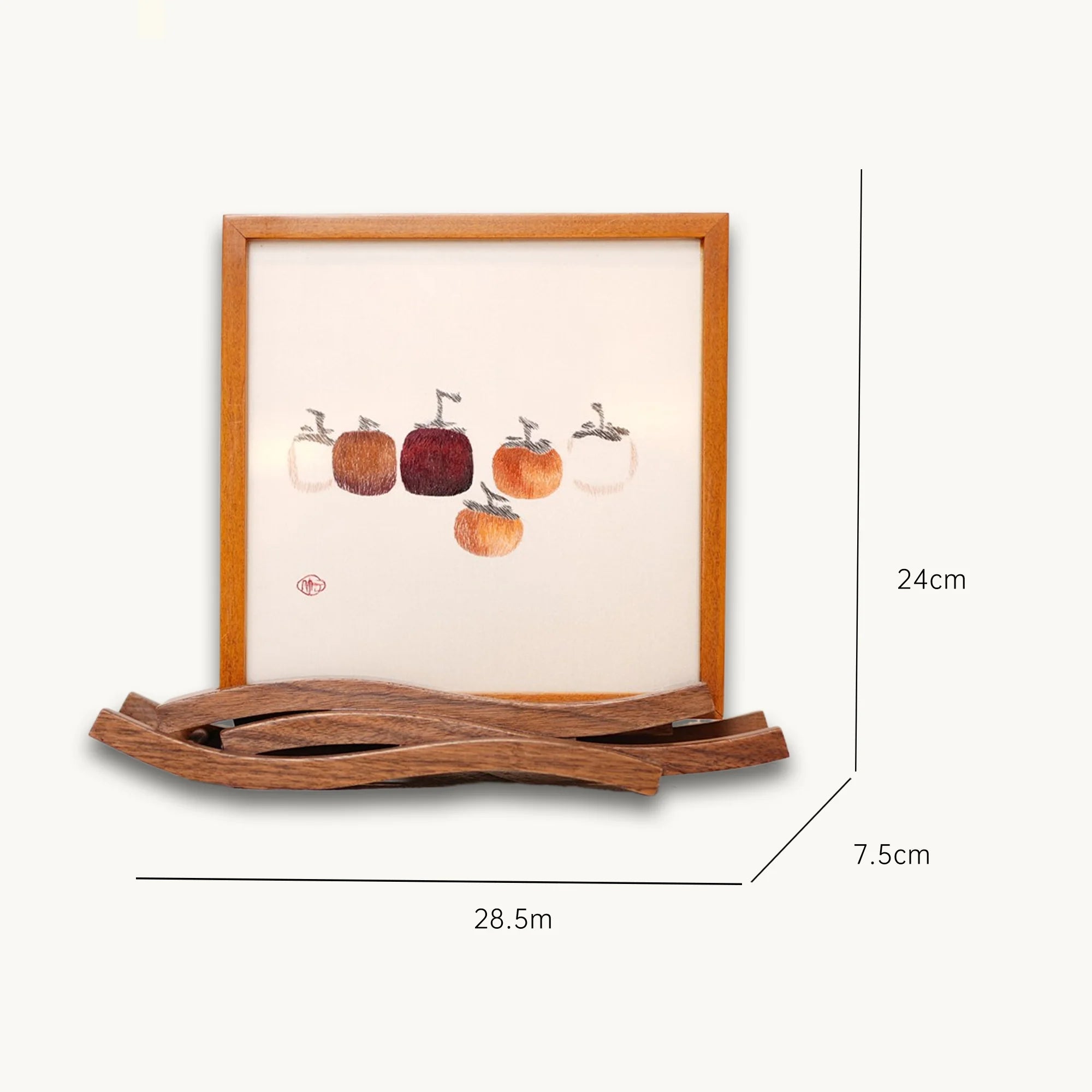 Museum-Quality Handcrafted Silk Suzhou Double-Sided Embroidery Ornament — Moonrise Over the Sea: Six Persimmons