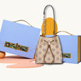 Load image into Gallery viewer, Embroidered Genuine Leather Bucket Bag with Chain Strap
