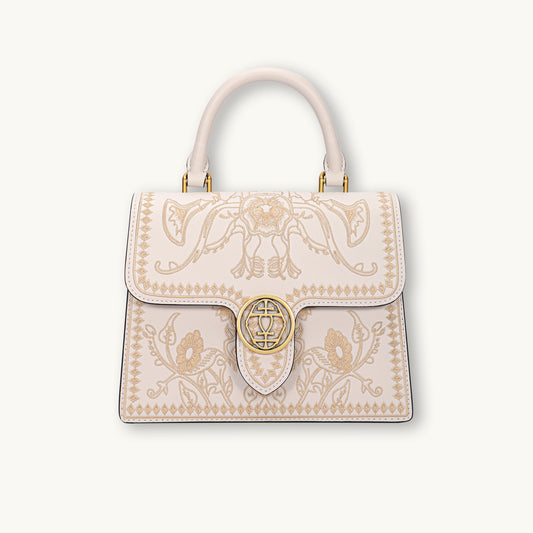 New Chinese Style Luxury White Embroidery Leather  Handbag