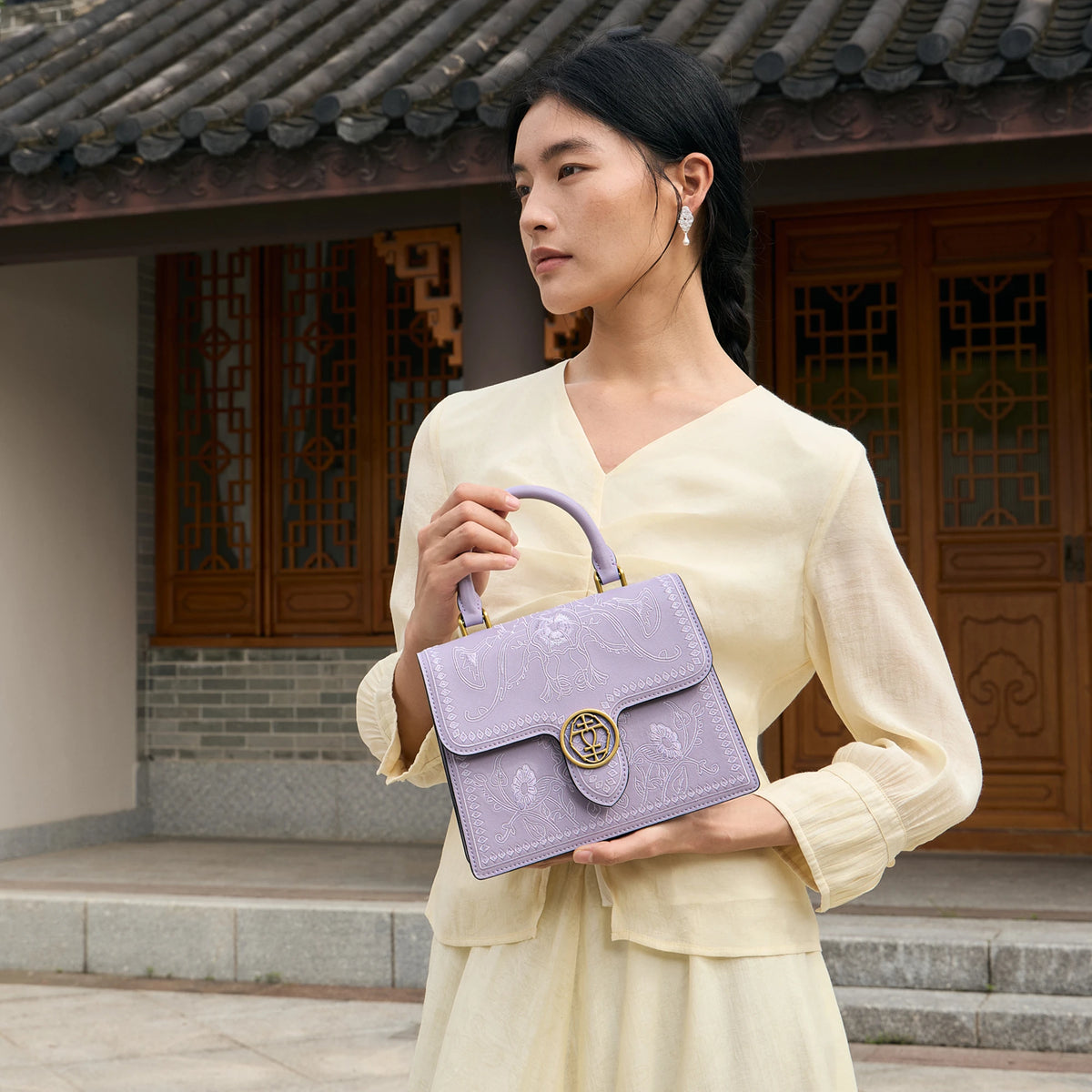 Bolso de mano de cuero bordado a mano de lujo de Suzhou