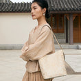 Load image into Gallery viewer, Luxury Dunhuang Scroll Vine Leather Bucket Bag Chinese Suzhou Embroidery Shoulder Bag
