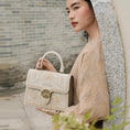 Load image into Gallery viewer, Luxury Chinese Embroidered Leather Handbag with Morning Glory Motifs
