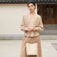 Load image into Gallery viewer, Luxury Dunhuang Scroll Vine Leather Bucket Bag Chinese Suzhou Embroidery Shoulder Bag
