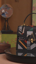 Load and play video in Gallery viewer, Luxury Handcrafted Chinese Embroidery Geometric Genuine Leather Fangxi Top Handle Bag
