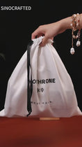 Load and play video in Gallery viewer, Chinese Peony Embroidered Flap Handbag Ink-Line Floral Motif Embroidery Handbag
